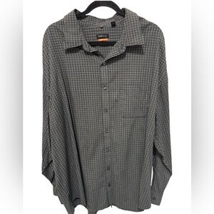 Van Huessen Men's Black and White Plaid Shirt